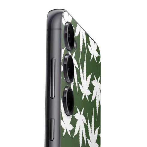 Marijuana Leaf White Pattern Galaxy S25 Skin